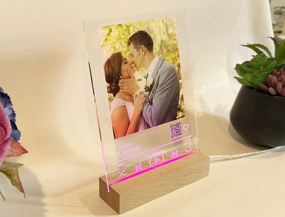 Custom LED Music Photo Plaque - Personalized Song Night Light Gift for Couples - Image 2 of 4