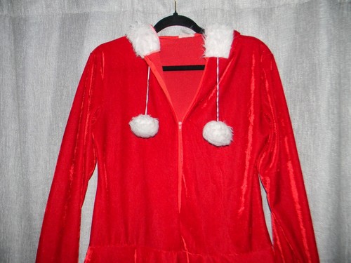 Mrs. Santa Hooded Red Costume Red Mini Dress M/L - Picture 4 of 11