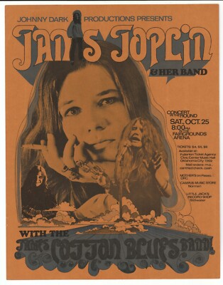 ORIGINAL 1969 Janis Joplin Concert Poster - Fairgrounds Arena