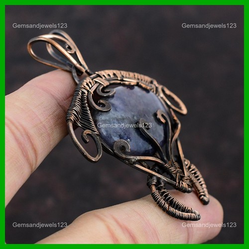 Friendship Day Sale lolite Sunstone Stone Wire Wrapped Tortoise Pendant Copper - Picture 4 of 6