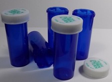 100 Pack Prescription Medicine Plastic Vials Bottles  Lids Smaller 6 Dram-Blue