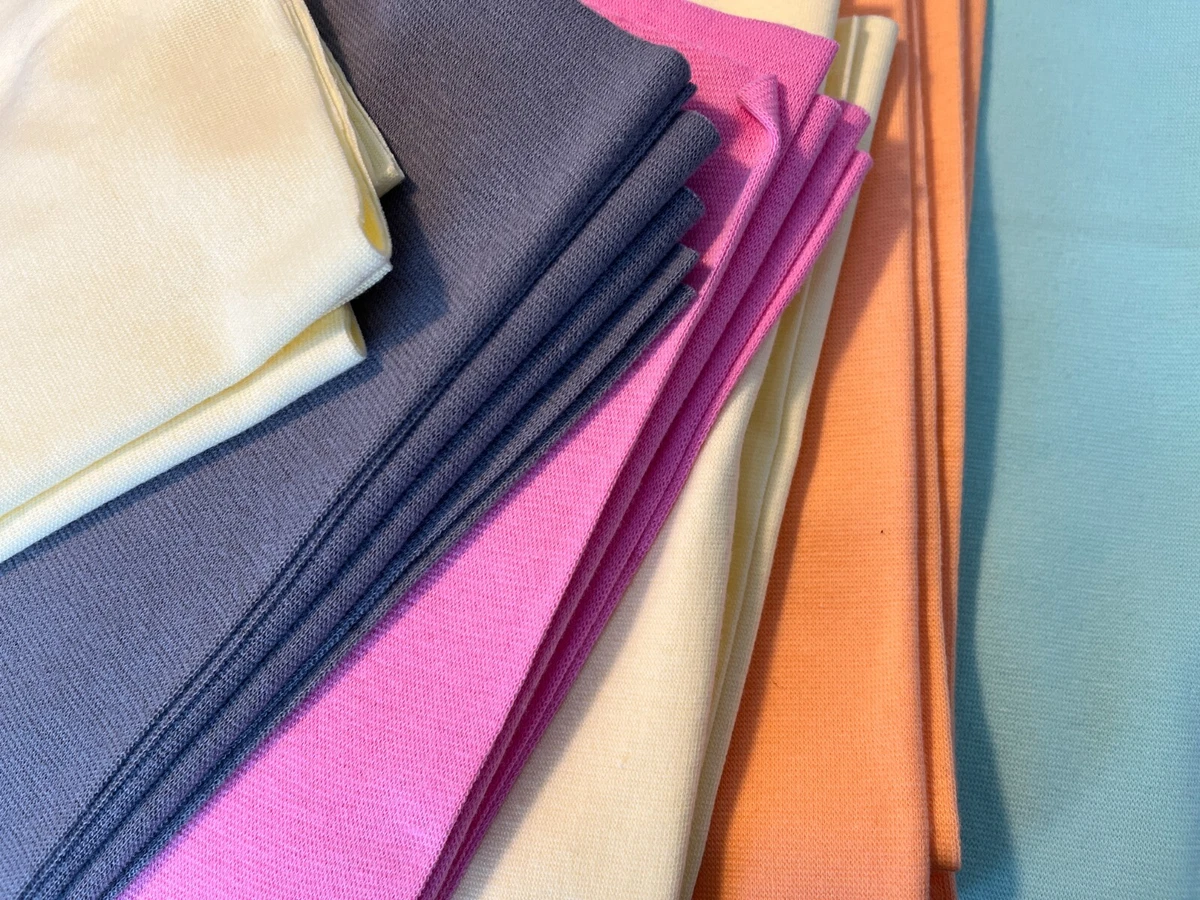Bundle 6 Piece Plain RIB Tubular Cotton Jersey Fabric Min Size 50 x 85cm Folded