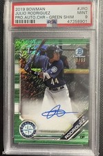 2019 Bowman Chrome Julio Rodriguez 1st Green Shimmer Refractor RC /99 PSA 9 Mint