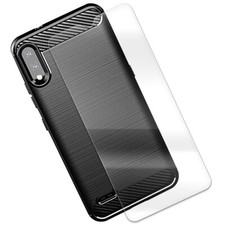 Protector de pantalla duradero y funda de TPU de fibra de carbono para celular de EE. UU. LG K22 LM-K200QM