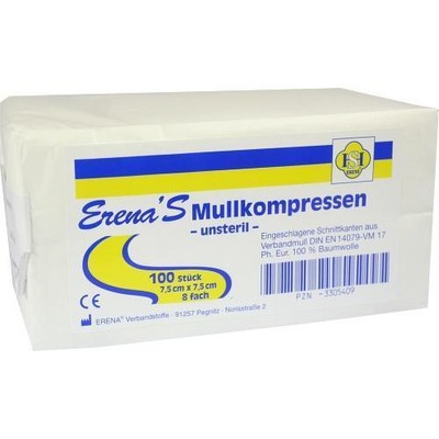 ERENA UNSTERIL Mullkompr.7,5x7,5 cm 8fach 100 St