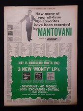 Mantovani Rare Original 1963 London Records Promo Poster Ad Framed!