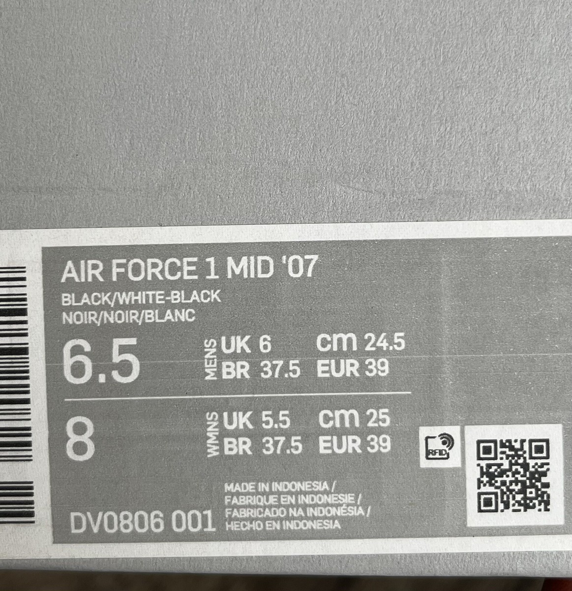 NIKE AIR FORCE 1 MID ’07 DV0806-001 Nike Air Force 1 Mid '07 Black White DV0806-001 Men's 6.5