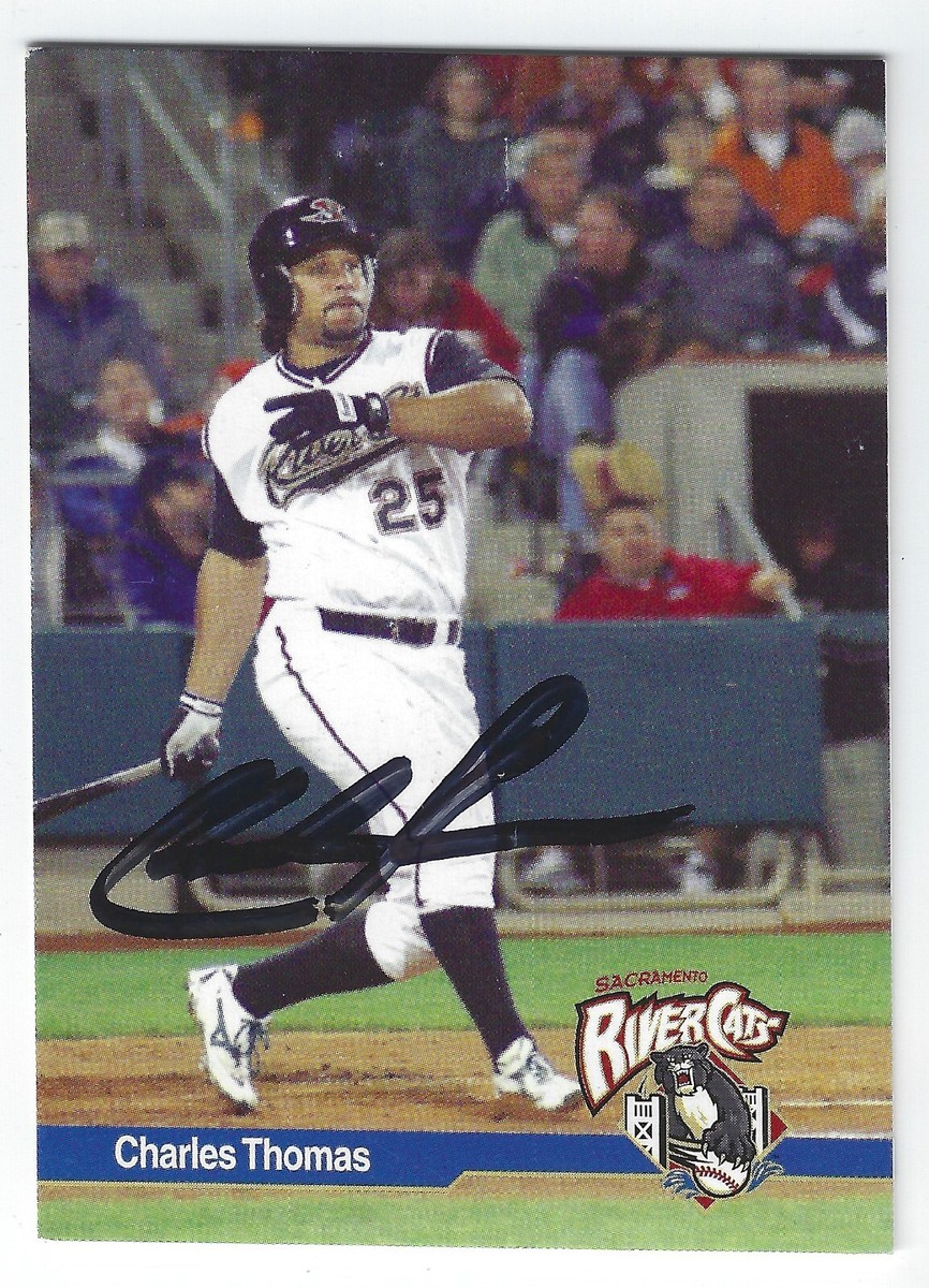 CHARLES THOMAS SACRAMENTO RIVER CATS SIGNED 2006 CARD OAKLAND A'S