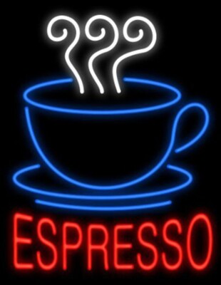 Hot Espresso Coffee Cup 20''x16'' Neon Sign Lamp Light Gift Store With Dimmer