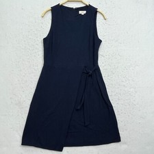 Loft Outlet Maxi Dress Women Size 8 Navy Zip-up Front Tie Knot Sleeveless Rayon