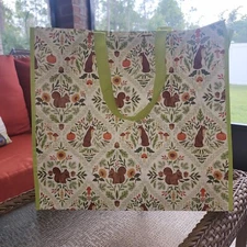 Woodland Creatures Large Reusable Shopping Bag TJ Maxx Fox Squirrel Pumpkin Fall