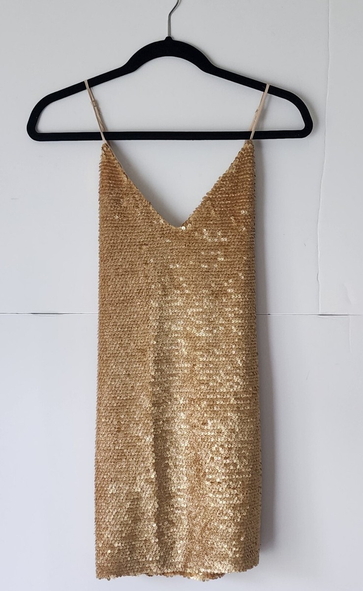 Kendall & Kylie Gold Sequin Shift Dress XS | eBay