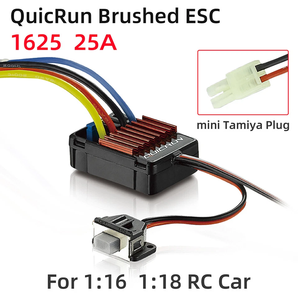 Hobbywing 1060 60A 1625 25A 1080 80A ESC 2-3S LiPo für 1:10 1:18 1:16 RC Auto - Bild 2 von 4
