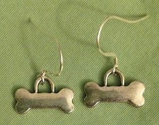 DOG BONE SOLID EARRINGS - Pewter with Sterling Silver Ear Wires or GP 4