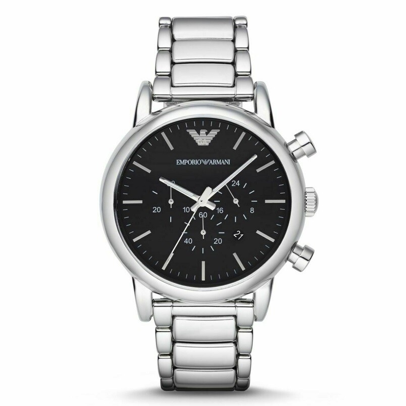 Emporio Armani クロノグラフ時計 NEW EMPORIO ARMANI AR1894 SILVER/BLACK CHRONOGRAPH STAINLESS STEEL