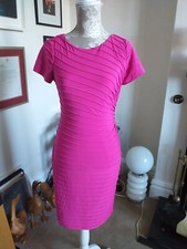 ADRIANNA PAPELL BODYCON DRESS Pink  Ruched Side UK 6