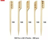 Bamboo Steak Markers Skewers 9cm 3.5" Gun Paddle Picks 500pcs PACK Wooden