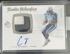 2008 SP Authentic CHRIS JOHNSON  ON-CARD  PATCH AUTO RC #d /999 TITANS MINT
