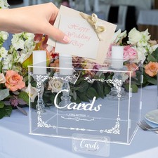 Clear Acrylic Wedding Card Box With Lock Large Letter Envelope Holder