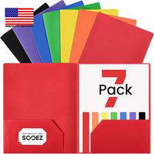 7 Pack Folders with Pockets, 2 Pocket Folders with Extra Labels