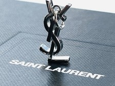 YSL charm pendant  stamped zipper pull silver
