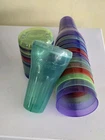 Coca Cola Vintage 32oz Plastic Cups Lids Green Purple Red Blue Coke