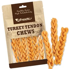 AFreschi Turkey Tendons for Dogs, USA-Sourced, Healthy Dog Treats, Rawhide-Fr...