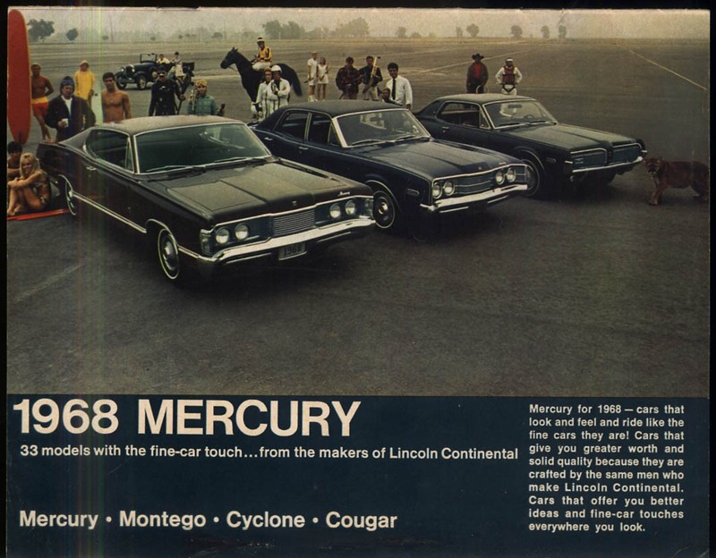 1968 Mercury sales brochure Montego Cyclone Cougar w/ update spec sheet