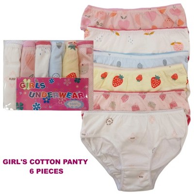 6 pack Girls Panties Underwear 100% Breathable Cotton Soft Elastic Girly Designs