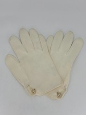 Women's Short White Cream Gloves w/ Pearl Button Evening Attire Wedding SMALL