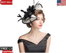 Sinamay Fascinator Kentucky Derby Church Hats for Women 006a Black and White