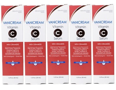 5 Pk Vanicream Vitamin C Face Serum with Ceramides for Sensitive Skin, 1.2 fl oz