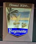 Burgermeister Beer Brewed Light Bar Sign 3D Motor Motion Boat on Water Vintage