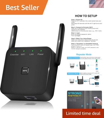 Fast and Reliable 2.4GHz WiFi Extender - Plug and Play for Seamless Connectivity