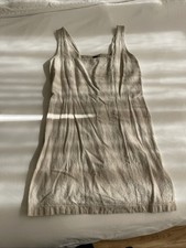 Old Navy Tan Linen Dress Size Medium Rouched Back Knee Length