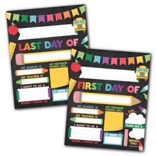 First Day of School Sign 10 Pack Double Sided Chalkboard Photo Prop 8x10 Inch