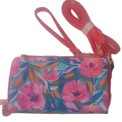 Julia Buxton Floral RFID Ultimate Double Zip Organizer,Pink/Turquoise 