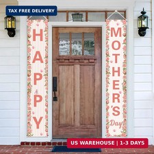 Happy Mother's Day Decorations Porch Banner, Pink Rose Flower Mothers Day Love H
