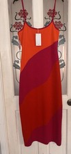 Mango Women’s Orange & Pink Long Dress Size L Brand New