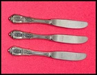 three vintage WALLACE Rose Point pattern sterling silver butter spreader knives