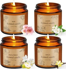 4 Packs Candles for Home Scented, Scented Candles Gifts for Women, Natural Soy W