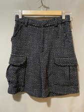NWOT ZARA Girls Adjustable Waist Zip Front Tweed Cargo Shorts Size 11-12 Black
