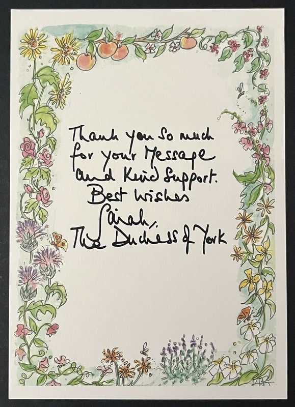 Sarah Ferguson Duchess Of York Hand Written Note Autographed Rare Must See