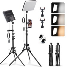 LED Video Light Kit, 2-Pack Studio Lights for Video Recording with 60" Extend...