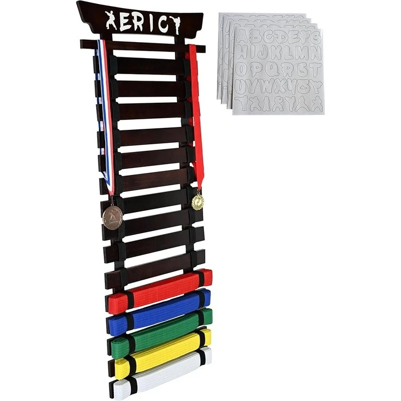 Premium Martial Arts Belt Display Rack Pine Wood No Assembly Custom Stickers New - Image 2 of 4