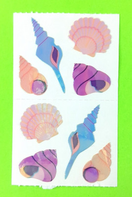 Vintage 90's Mrs. Grossman's Opal Pearl Sea Shells Stickers Half Sheet