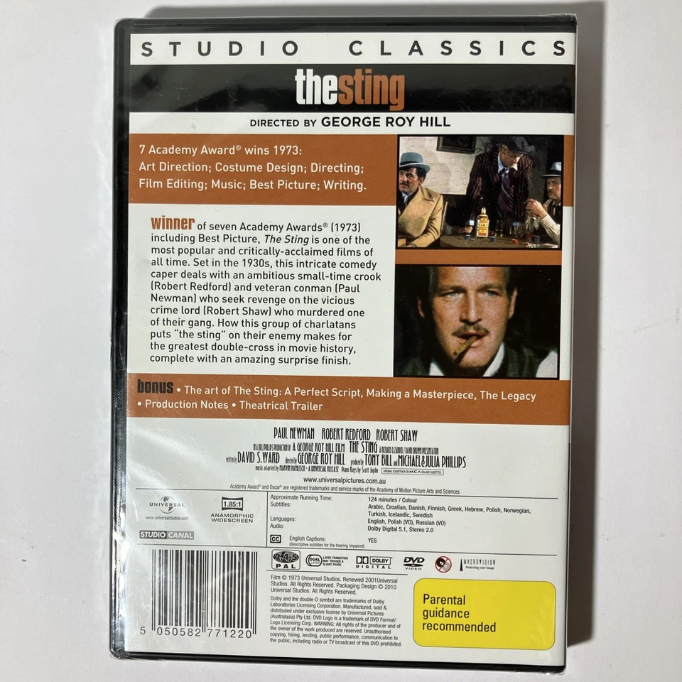 The Sting NEW/sealed region 4 DVD (1973 Robert Redford / Paul Newman movie) - Image 2 of 4