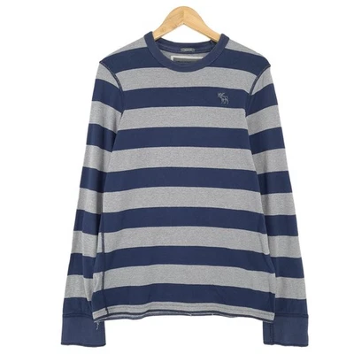 Abercrombie & Fitch Pull Homme Coton Rayé Coupe Slim Col Rond Taille S - Photo 1/4