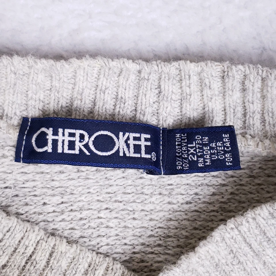 Suéter Cherokee Vintage Anos 90 2XL Malha Cinza Henley Pulôver Feito nos EUA - Imagem 4 de 4