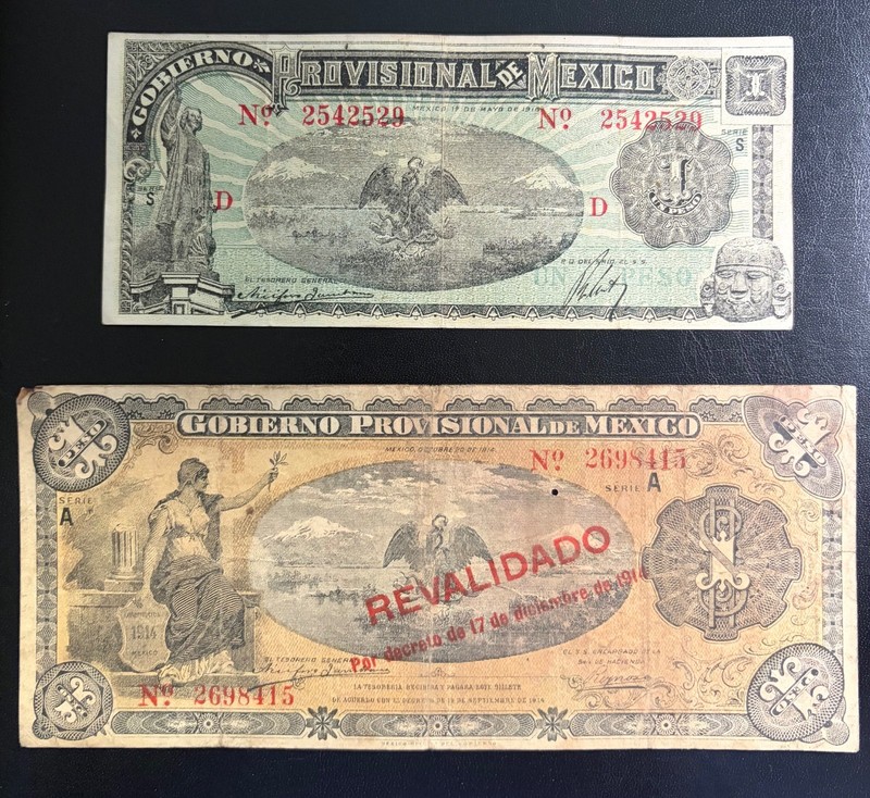 SEVEN MEXICAN REVOLUTION BANKNOTES STARTER SET